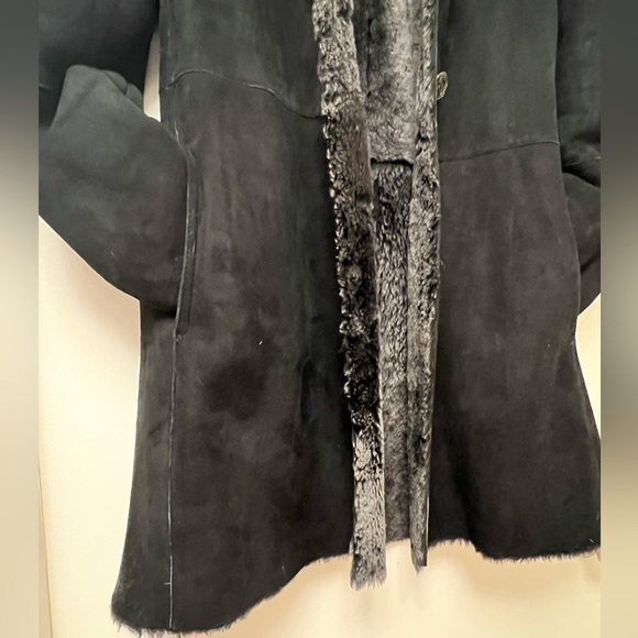 Maestrelli 100% Genuine Ash Black Shearling 3/4 Length Coat made in Italy - Picture 5 of 9